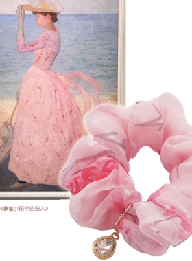 精致优雅巴洛克油画宫廷复古风发饰女时尚水钻韩版仿真丝布艺发圈