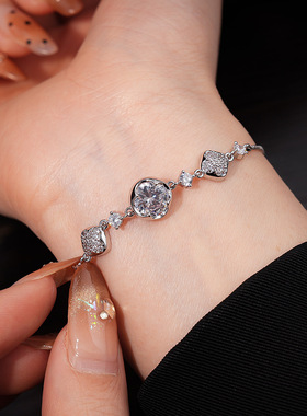 甜美锆石水滴蝴蝶花朵抽拉式手链