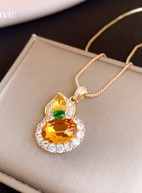 复古中国风锆石葫芦吊坠项链