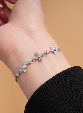 锆石猫眼石花朵手链轻奢感