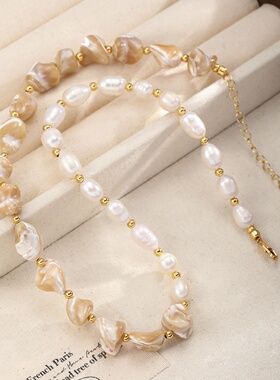 轻奢小众不规则珍珠项链女锁骨链