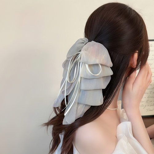 French Bow Clip, Satin Ribbon Half Up Hair Claw - 图0
