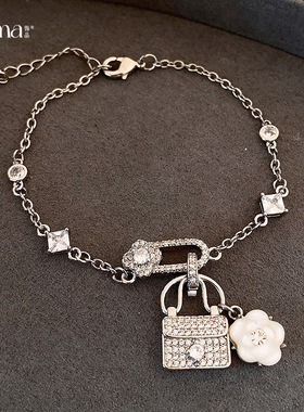 欧美跨境锆石花朵吊坠手链