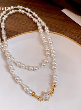 长款珍珠项链配饰女秋冬毛衣链