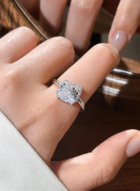 韩系简约超闪锆石小猫吊坠项链