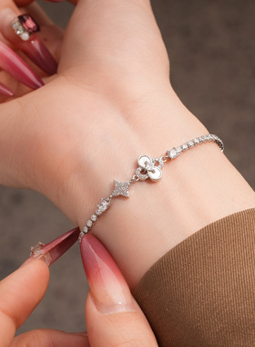 18k金电镀锆石贝母花朵卡扣手链