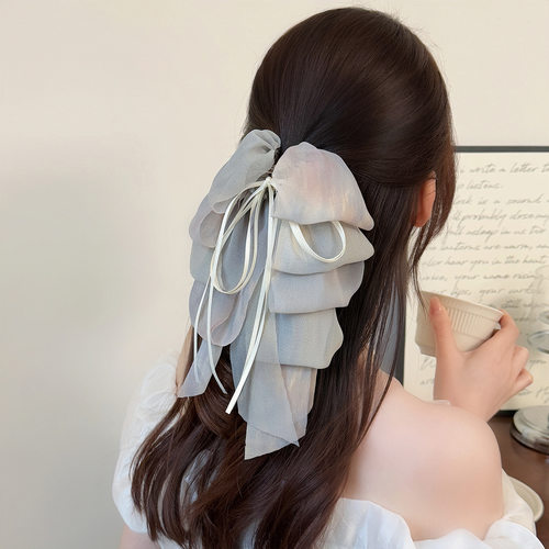 French Bow Clip, Satin Ribbon Half Up Hair Claw - 图1