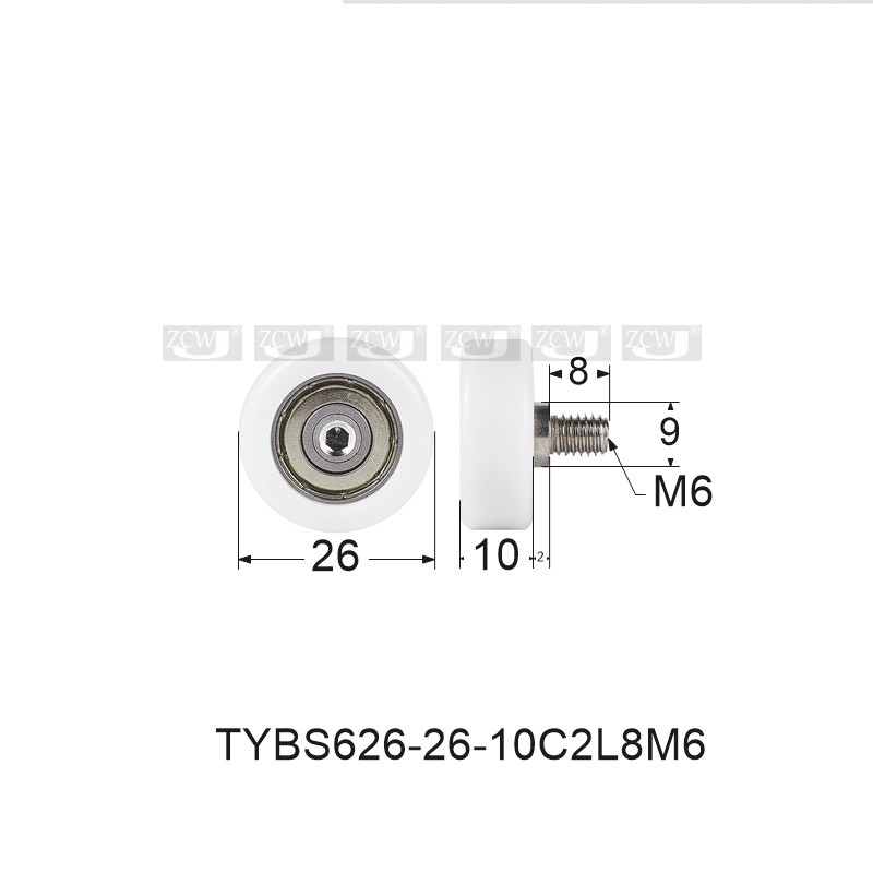 6*26*10微型轴承626包胶滚轮尼龙轮塑料轮沐浴房滑轮内径6动滑轮 - 图2