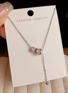 法式轻奢精致感猫眼石滚轮项链时尚个性气质百搭锁骨链