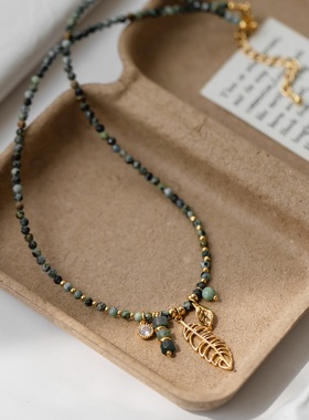 天然石绿松石串珠项链