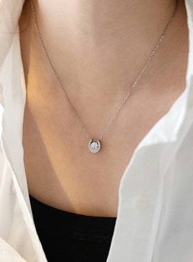 不掉色轻奢U形锆石锁骨链女款