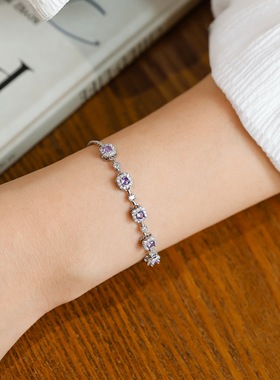 高品质紫色锆石微镶手链