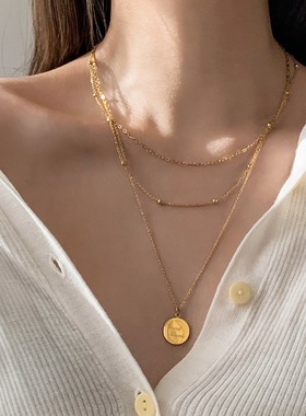 不掉色新款小众goodluck项链