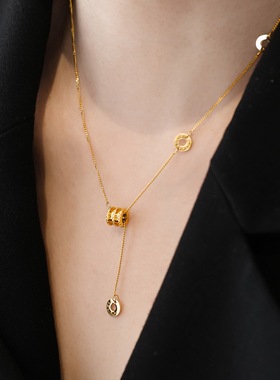 洗澡不用摘金色小蛮腰流苏项链