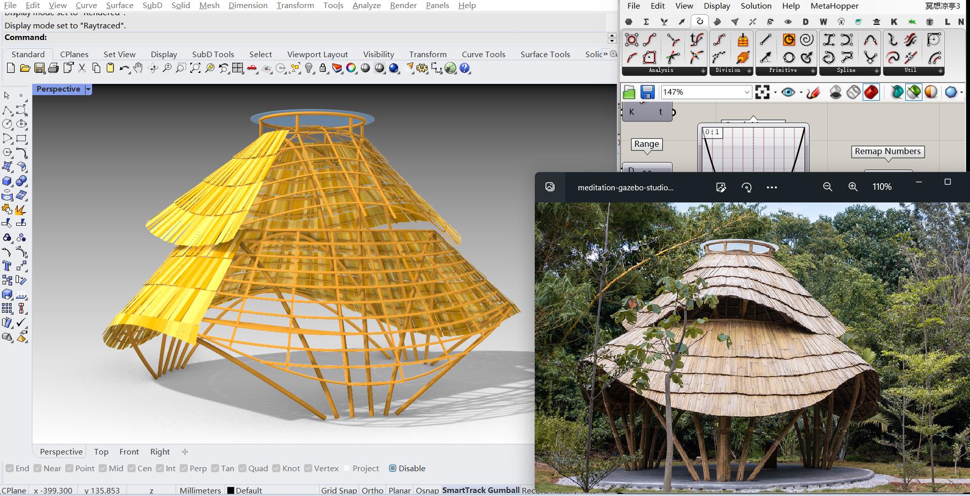 景观竹结构凉亭造型Grasshopper3d设计参数化GH电池组-图0