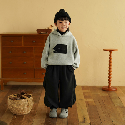 男童加绒卫裤冬装黑色运动裤休闲