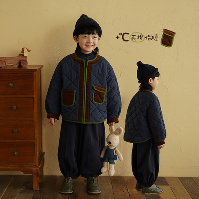 男童撞色复古棉服夹棉加厚外套潮