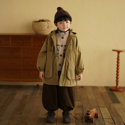 男童复古纯棉加绒休闲裤冬装