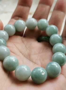 A货翡翠淡蓝色细糯种手串