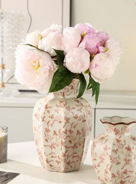 新中式高级复古青花瓷陶瓷花瓶插花客厅玄关鲜花装饰水养家居摆件