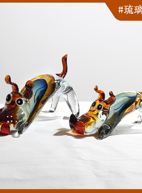 淄博琉璃摆件高档玻璃工艺品制品小狗跨境爆款批发装饰品家居客厅