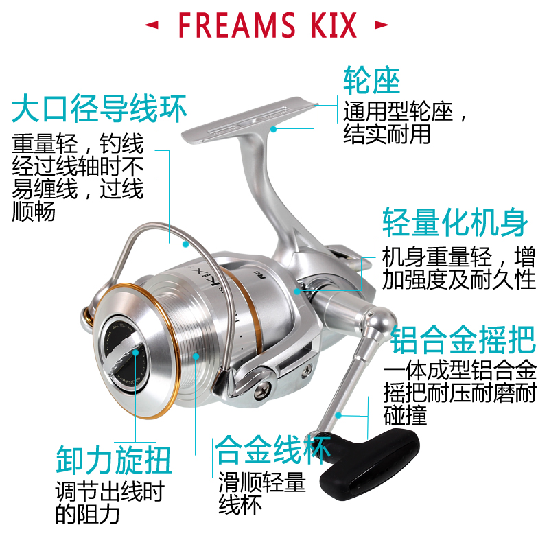 DAIWA达亿瓦FREAMS KIX纺车轮渔线轮正品达瓦鱼轮轻量化合金线杯-图1