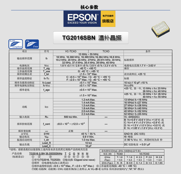 19.2M温补晶振TCXO高精度晶振19.2MHz贴片2016 TG2016SBN - 图0