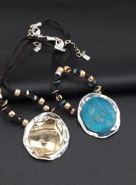 美国绿色真皮ins潮风项链现货