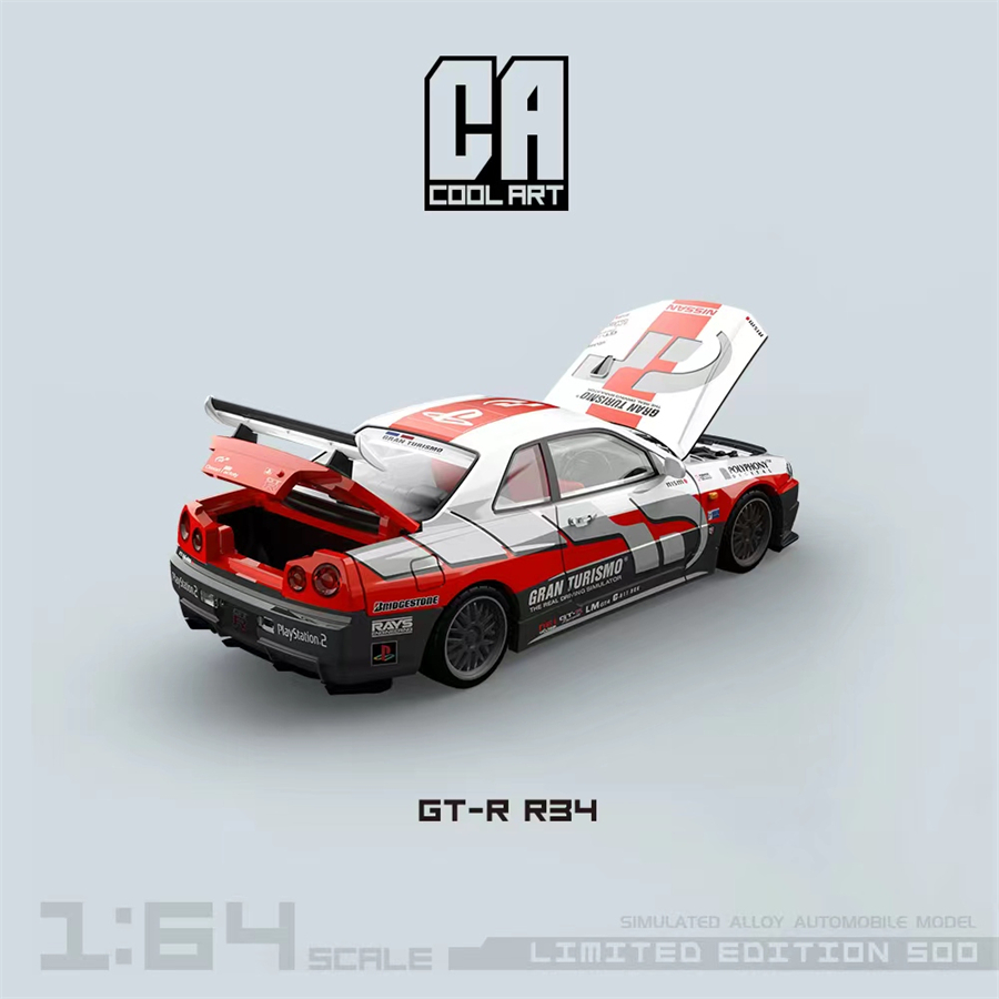 预订|NISMO GT-R R34 GT赛车拉花版 Cool ART TIME TM 1/64车模型 - 图2