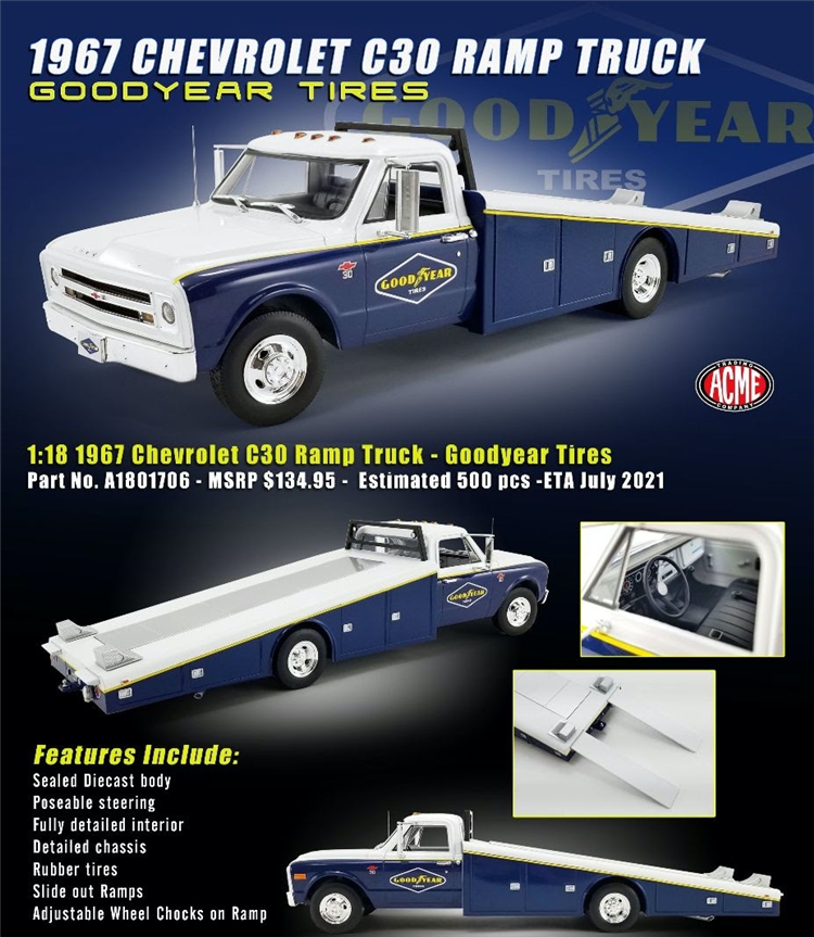 出货|Chevrolet C-30 Ramp Truck Goodyear ACME 1/18 车模型 - 图2