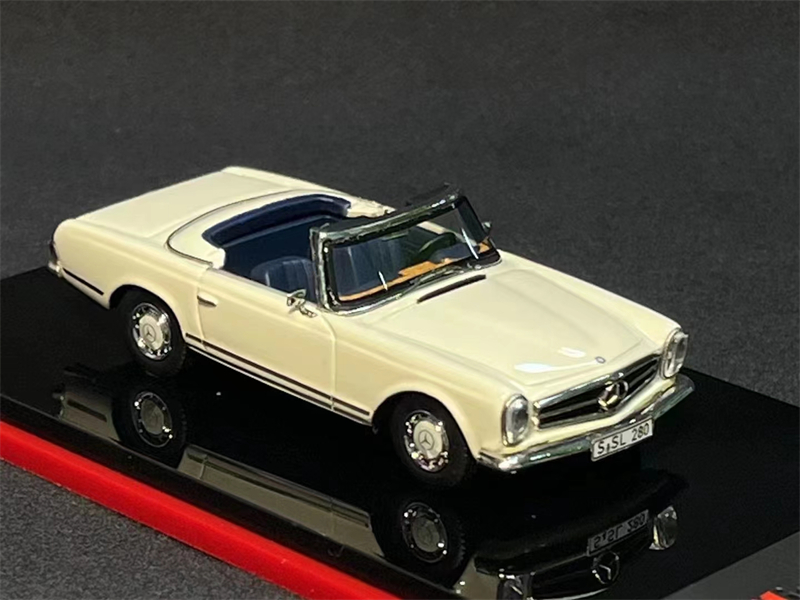 现货|BENZ SL280白色 ScaleMini 1/64奔驰敞篷车模型静态收藏-图1