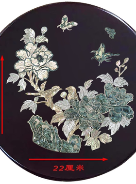 水移画仿螺钿贴纸家具琴凳遮丑翻新装饰贴画古典美女图景德镇磁盘