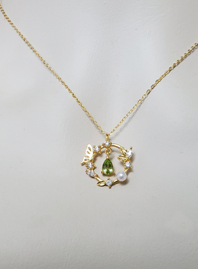 绿野仙踪橄榄石镀白金锁骨项链