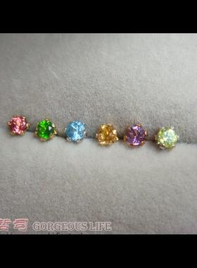 霓虹925纯银3mm迷你七色生辰石
