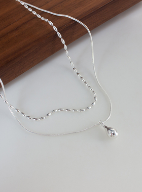 银色双层米粒珍珠项链