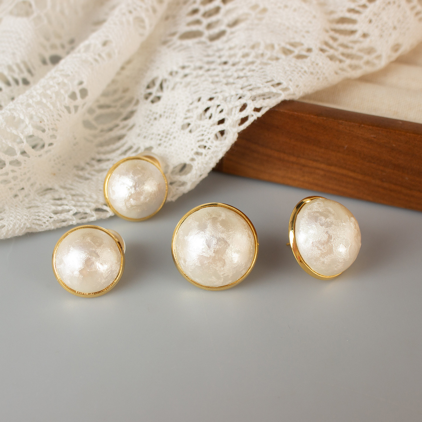 法式金边棉花珠耳环经典复古气质耳饰半圆珍珠蚊香盘耳夹无耳洞,淘宝优惠券,粉丝福利购,淘宝优惠卷