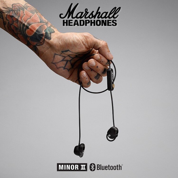 马歇尔MARSHALL MINOR II 摇滚重低音运动apt-X发烧蓝牙半入耳机 - 图1