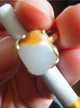 戒指18k金内径新疆和田玉籽料