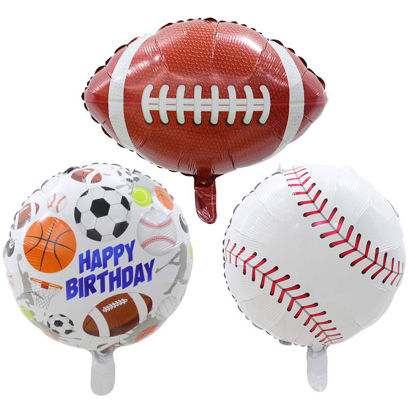 卡通气球足球蓝球排球橄榄球体育铝膜气球宝宝生日运动会气球布置 - 图3