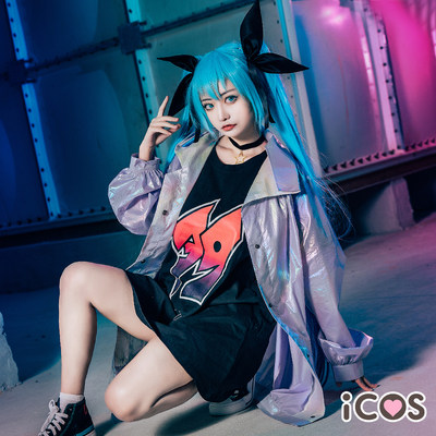 现货icos初音未来cos 39mikupop潮服原宿赛博朋克cosplay服装女 虎窝淘