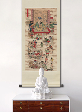 手绘人物国画十殿阎王八殿都市王
