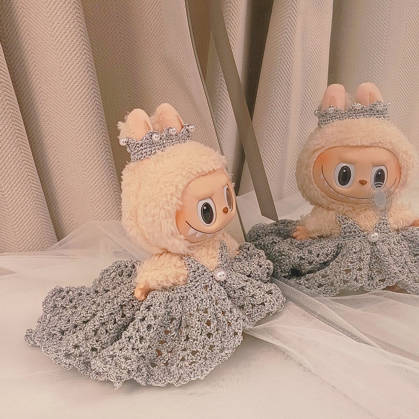 17cm拉布布限定款拖尾礼服高定娃衣labubu周边手工钩针材料包教程,淘宝优惠券,粉丝福利购,淘宝优惠卷