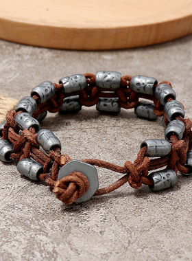 手链饰品编织欧美庞克牛皮diy