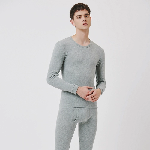 Хлопковое нижнее белье, базовый удерживающий тепло комплект, приятные телу штаны, лонгслив, термобелье, V-образный вырез