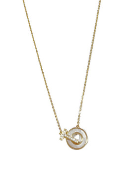 小众气质时尚百搭锆石T字母贝壳圆环吊坠项链个性轻奢高级锁骨链