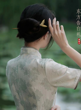 小李子簪子绿檀木简约日常盘发