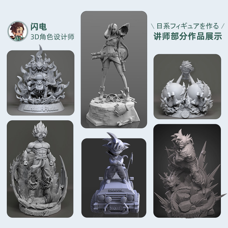 翼狐日式炭治郎手办3D角色模型ZB/Blender数码数字雕刻制作SD教程 - 图1