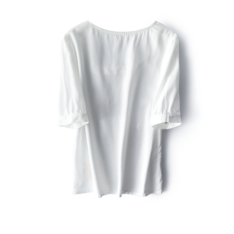 凉爽天丝衬衫女夏季新款优雅俏皮感时髦显瘦方领舒适透气白色罩衫 - 图2