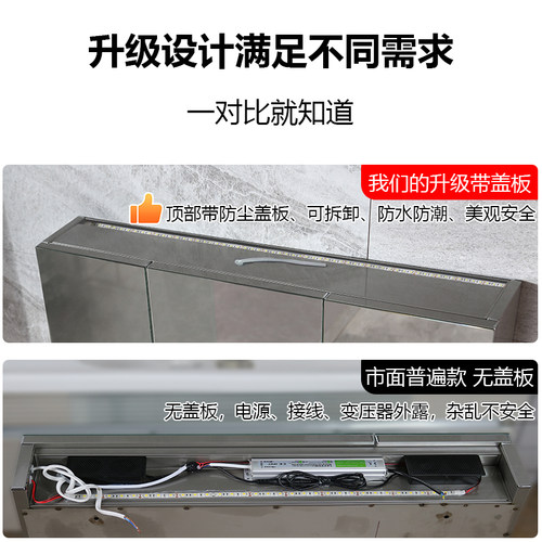 镜柜不锈钢智能卫生间收纳浴室柜挂墙式厕所镜子柜内带灯单独定制 - 图1