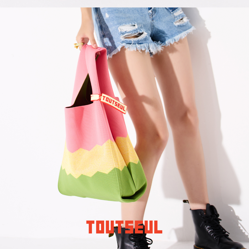 TOUTSEUL小众托特包原创设计个性质感彩虹包时尚三色收纳手提包包 - 图1